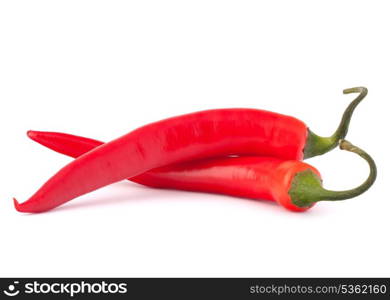 Hot red chili or chilli pepper isolated on white background cutout