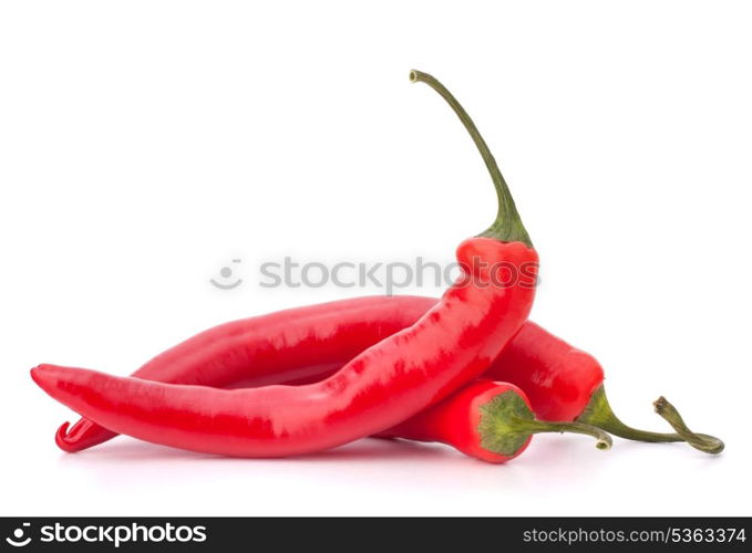 Hot red chili or chilli pepper isolated on white background cutout