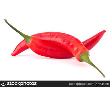 Hot red chili or chilli pepper isolated on white background cutout