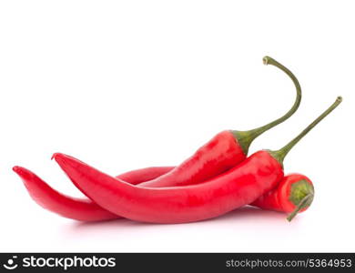 Hot red chili or chilli pepper isolated on white background cutout