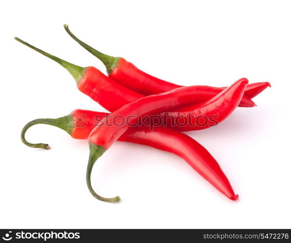 Hot red chili or chilli pepper isolated on white background cutout