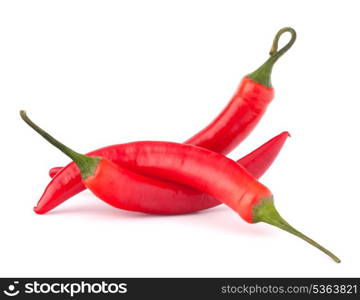 Hot red chili or chilli pepper still life isolated on white background cutout