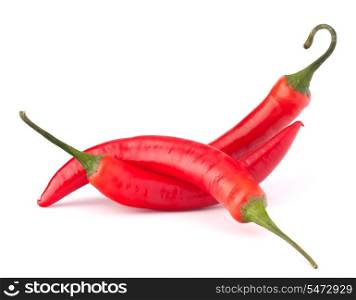 Hot red chili or chilli pepper still life isolated on white background cutout