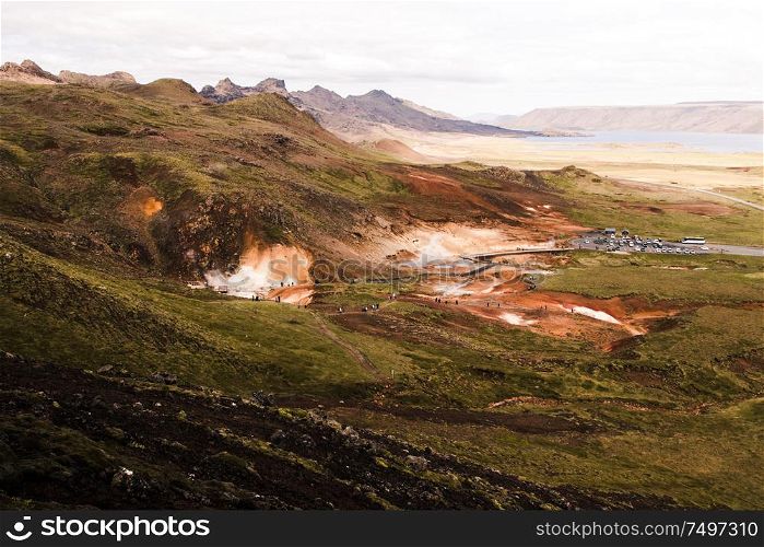 Hot spring landscape in Iceland
