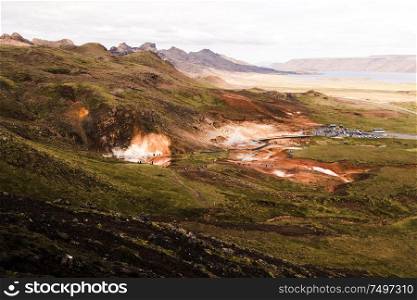 Hot spring landscape in Iceland