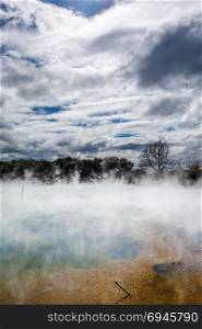Hot springs lake in Rotorua park, New Zealand. Hot springs lake in Rotorua, New Zealand
