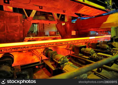 hot steel on conveyor