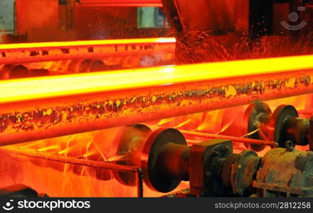 hot steel on conveyor