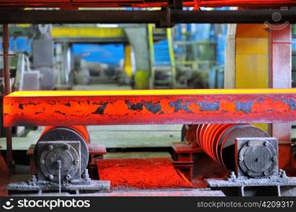 hot steel on conveyor