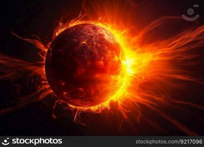 hot sun in space,solar flares magnetic storms generative ai.