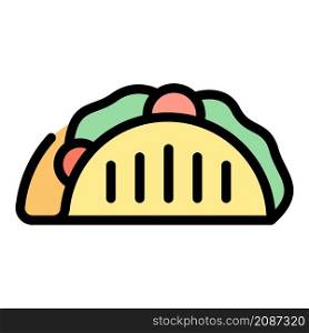 Hot taco icon. Outline hot taco vector icon color flat isolated. Hot taco icon color outline vector
