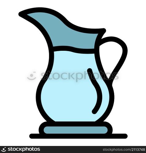 Hot tea jug icon. Outline hot tea jug vector icon color flat isolated. Hot tea jug icon color outline vector