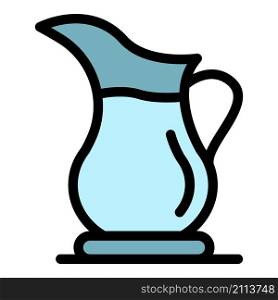 Hot tea jug icon. Outline hot tea jug vector icon color flat isolated. Hot tea jug icon color outline vector