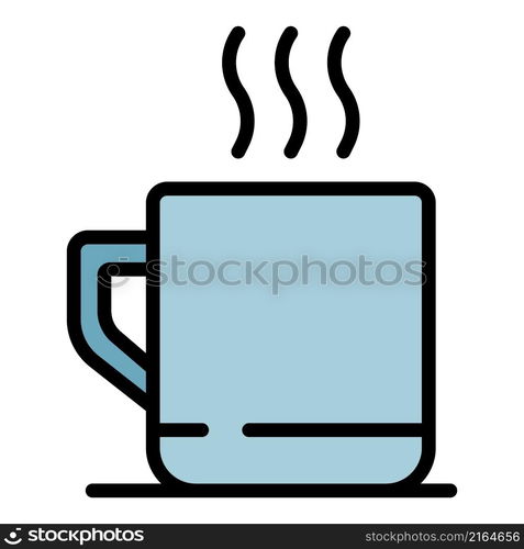 Hot tea mug icon. Outline hot tea mug vector icon color flat isolated. Hot tea mug icon color outline vector