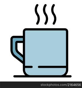 Hot tea mug icon. Outline hot tea mug vector icon color flat isolated. Hot tea mug icon color outline vector