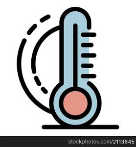Hot temperature icon. Outline hot temperature vector icon color flat isolated. Hot temperature icon color outline vector