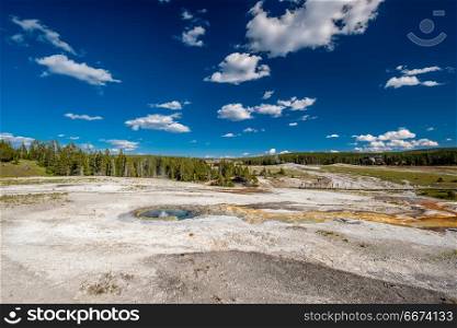 Hot thermal spring in Yellowstone . Hot thermal spring in Yellowstone National Park, Wyoming, USA