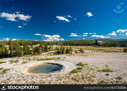 Hot thermal spring in Yellowstone National Park, Wyoming, USA