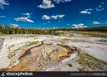 Hot thermal spring in Yellowstone National Park, Wyoming, USA