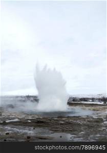 hot water geyser on the island iceland