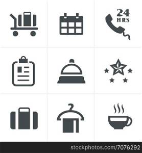 Hotel and Hotel Services Icons with White Background