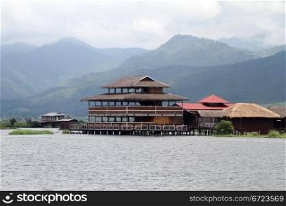 Hotel and restaurant on the Inle lake in Myanmar