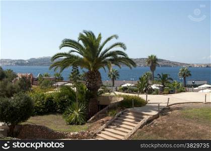 hotel garden with sea view on Malta