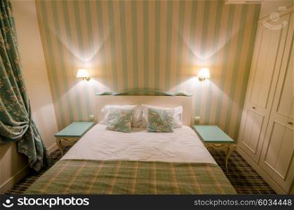 Hotel room with double bed