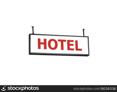 Hotel signboard on white background, stock photo