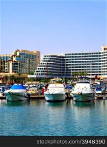 Hotels and yachts. Eilat. Israel.