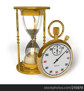 Hourglass and stopwatch