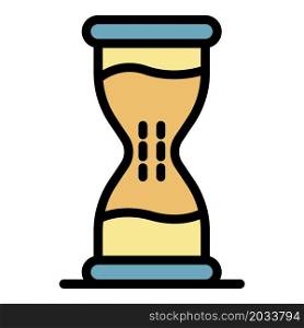 Hourglass icon. Outline hourglass vector icon color flat isolated. Hourglass icon color outline vector