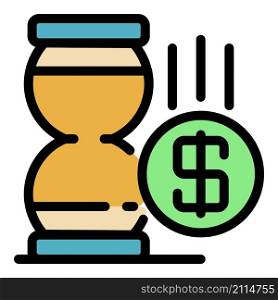 Hourglass money trade icon. Outline hourglass money trade vector icon color flat isolated. Hourglass money trade icon color outline vector