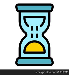 Hourglass stopwatch icon. Outline hourglass stopwatch vector icon color flat isolated. Hourglass stopwatch icon color outline vector