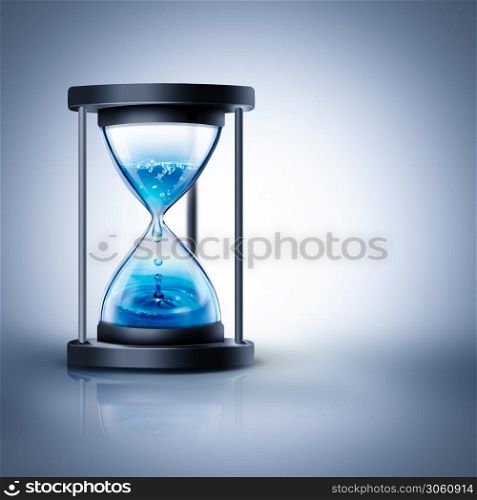 hourglass with dripping water on a light background