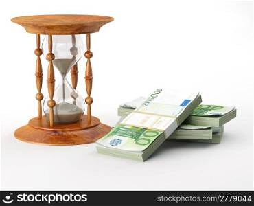 Hourglass with euro. 3d