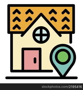 House and geo tag icon. Outline house and geo tag vector icon color flat isolated. House and geo tag icon color outline vector