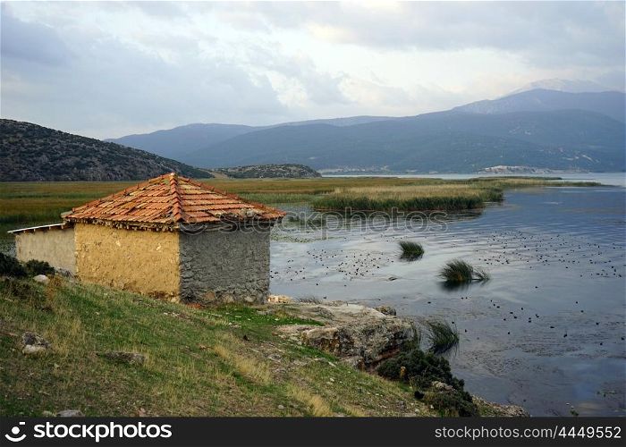 House and lake Egirdir, Turky