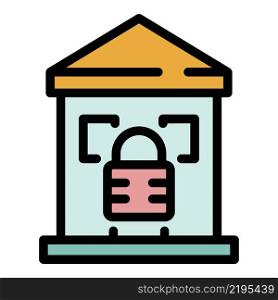 House and lock icon. Outline house and lock vector icon color flat isolated. House and lock icon color outline vector