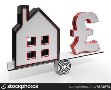 House And Pound Balancing Show Investment Or Mortgage