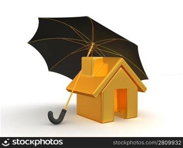 House and Umbrella. 3d