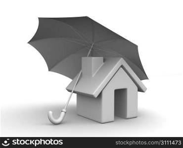 House and Umbrella. 3d