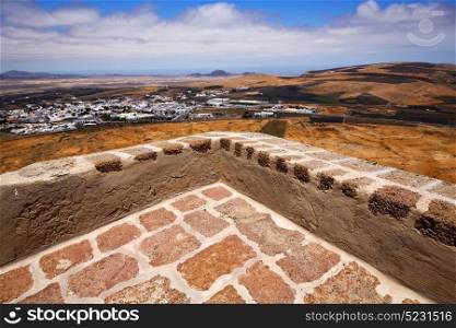 house arrecife lanzarote spain the old wall castle sentry tower and door in teguise