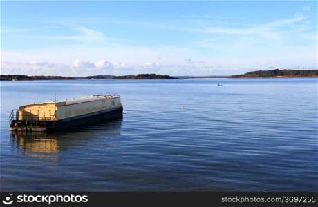 House boat moored in poole harbour dorset england