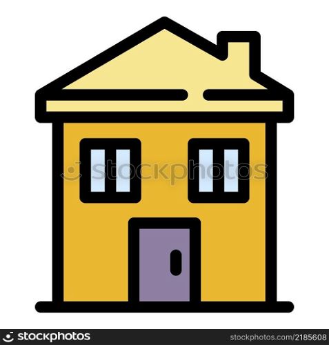 House building icon. Outline house building vector icon color flat isolated. House building icon color outline vector
