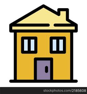 House building icon. Outline house building vector icon color flat isolated. House building icon color outline vector