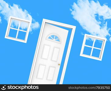 House Door Showing Household Doorway And Houses