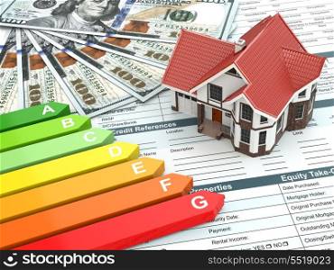 House energy efficiency concept. Real estate, money and rating.