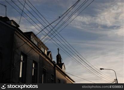 House exteriors and telegraph wires in Cork, Ireland