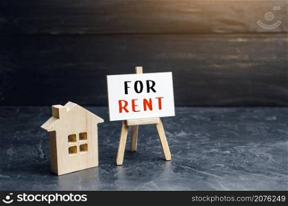 House figurine and sign for rent. Real estate realtor services. Legal procedure for concluding a contract. Investment in rental business. Purchase of housing for rent. Profit and payback forecasting.